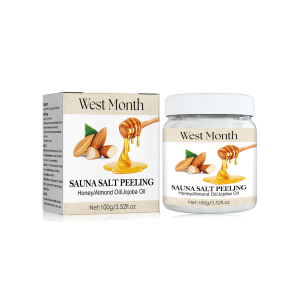 West&Month Honey Almond Body Bath Salt Scrub To Clean Cuticles And Chicken Skin Moisturize