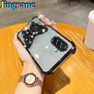 Jingsanc เชลล์เคสแวววาวเคลือบโลหะด้วยไฟฟ้าหรูหรา5G พร้อมตัวยึดโปร่งใสกันกระแทกกันชนหลัง A59-3สำหรับ Samsung Galaxy A26 5G