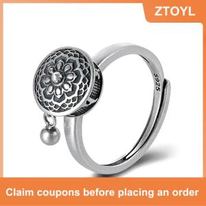 【ZTOYL】 1PC Retro truyền thống lo lắng cứu trợ vòng điều chỉnh động đậy vòng cho phụ nữ cô gái