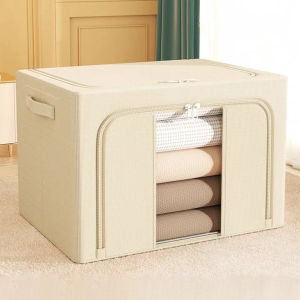 Hộp Đựng Áo Quần Bằng Vải Có Thể Gấp Gọn 4 Khung Thép Chắc Chắn Hộp Đựng Quần Áo Loại Lớn Khung Thép Chịu Lực Tốt