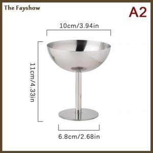 [The Fayshow] 2023 New Stainless Steel Goblet Cup Ice Cream Dessert Salad Bowl Fruit Plate Snack Dish KTV Bar Supplies