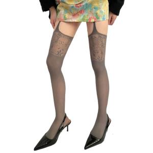 Womens Patterned Fishnet Net Stockings Garter Belt Tights Suspender Pantyhose Fishnets Thigh High Stockings Hosiery