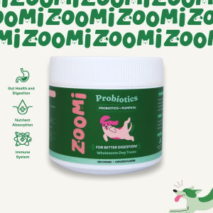 ZOOMI Probiotic Dog Supplement Chews 200g 100 chews CHICKEN FLAVOR for gut health immune system itchiness Improved appetite Improved nutrient absorption skin quality weight fur quality healthy dog Better stool quality natural non GMO