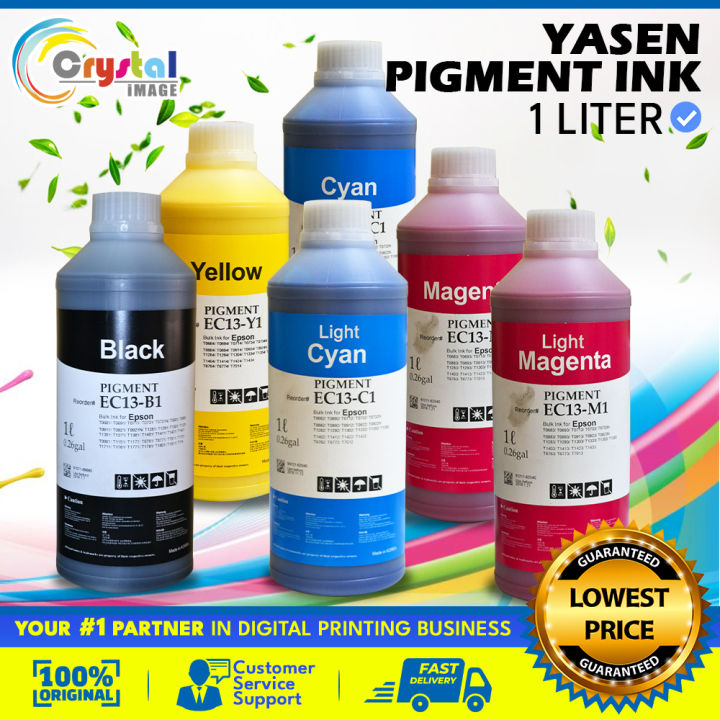 Yasen Pigment Ink 1 Liter Premium Waterproof Print Ink 1000ml (C/M/Y/K ...