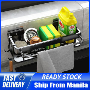 🥇[24 hours delivery]Stainless Steel Sponge Holder Dishcloth Holder Kitchen Sink Organizer Hanging Holder Drainer Rack Kitchen Sink Caddy Rack Soap Organizer Kitchen Storage Accessories