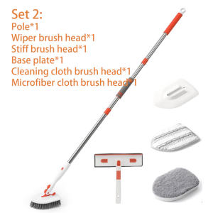 Adjustable Multi-Angle Rotating Handle Telescopic Scrubber Brush with Flexible 180° Rotation and Hard Bristles for Bathtub Windows & Surface Cleaning