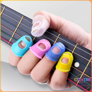 Amoki【Ready in Stock】 5pcs Silicone Non-slip Finger Guards Guitar Fingertip Protector Fingerstall Guitar Press Accessories