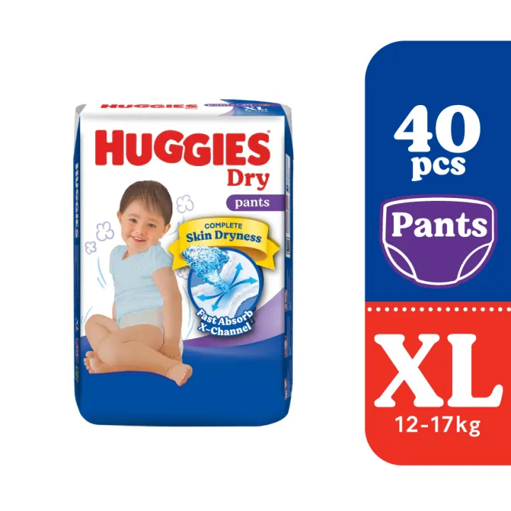 HUGGIES Dry Pants Diapers XL 40s Absorbent and dry diapers for