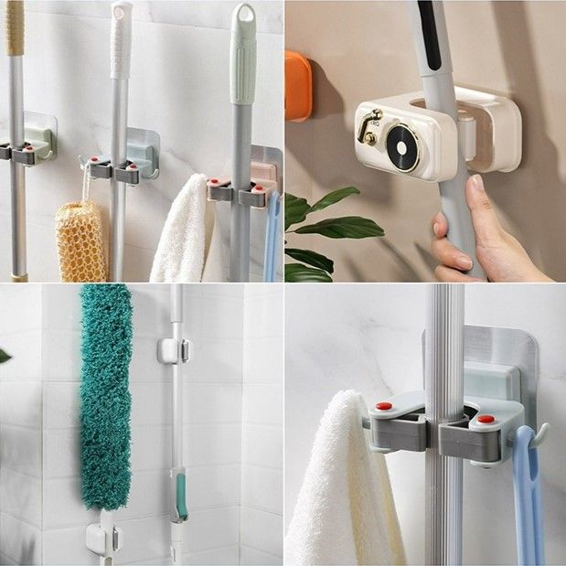 Premium Grade Clip-On Mop Holder Sweeper Mop Hook Penyapu Bathroom ...