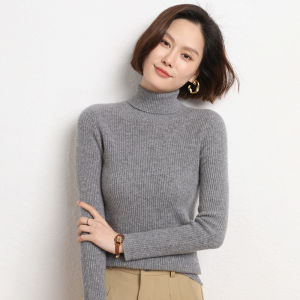 ali2024 Áo Len Có Dây Rút Cổ Ngược Cao Phong Cách Hàn Quốc Mẫu Mới Thu Đông Áo Len Dệt Kim Ôm Dáng Ngắn Chui Đầu Áo Mặc Trong Bó Sát Nữ