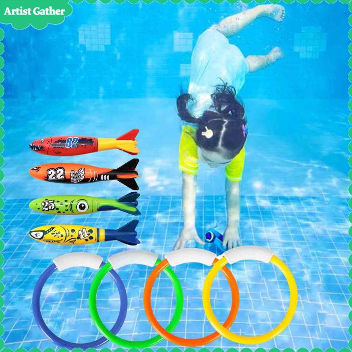 Artist Gather 8x Diving Fish Ring Toys Colorful Swim Rings Pool Diving Toys  Sinker Set Pool Dive Rings for Games Aquatic Exercise Kids Girls Lazada 