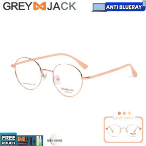 Grey Jack Frame Kacamata Tr90+Metal Model Bulat Korean Style Bisa Minus Antiradiasi Blueray Photocromic 91054