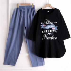 Setelan Baju Dan Celana Cargo Dios Set Kaos Katun Combed 24s M L XL XXL 3XL Oneset Wanita Terbaru