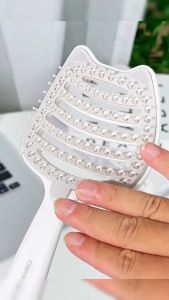 HB Self-Cleaning Air Cushion Comb Large Curved Design Fluffy Volume Hair Styling Brush 1Pc