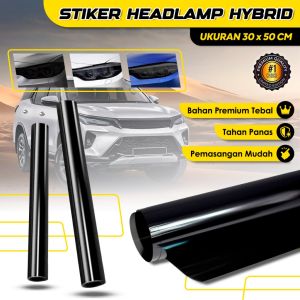 DADIDU Stiker Lampu Mobil Motor Smoke Hybrid Glossy Hitam 30 x 50 CM – Stiker Headlamp Hitam Transparant Stiker Mika Hybrid Pelindung Lampu Mobil Lampu Motor