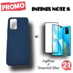Decorum Paket 2 IN 1 Case Infinix Note 8 Silicon Case Ultra Thin Free Tempered Glass layar Soft Case Ultra Premium Soft Mate Free Tempered Glass