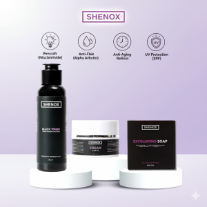Shenox Skincare Paket 3 in 1 Skincare Untuk Flek Hitam Melasma Bekas Jerawat Resmi BPOM