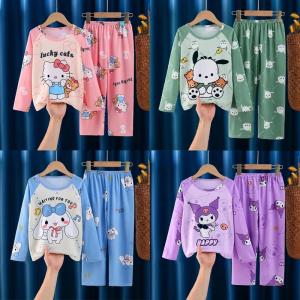 Children Winter Kawaii Children Milk Silk Pajamas Sets Girl Boy Sleepwear Korean Kids Homewear Clothes Cute Anime Loungewear