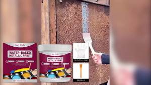 [COD] JUEFISH Black water-based metallic paint   Corrosion-resistant coating automotive ironwork universal self-applied brush set anti-rust paint