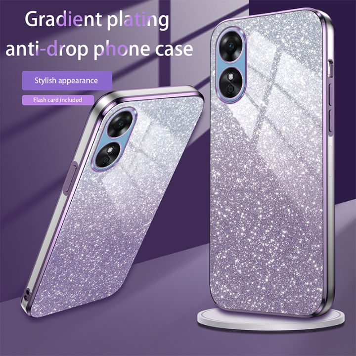 Luxury Plating Gradient Glitter Clear Phone Cases for Oppo A52 A36 A76 ...