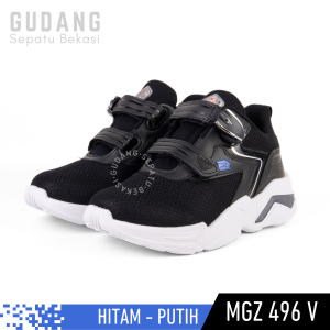 Sepatu Sekolah Anak Laki-laki / Cewek SD Kelas 1 2 3 4 Pro ATT MGZ 496 Hitam Putih Perekat Magnet