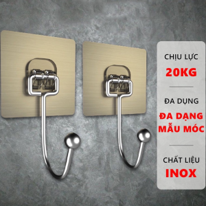 Combo 10 Móc dán tường chịu lực siêu dính treo đồ vật dụng đa năng tiện ích inox 304 AD03 (Móc bạc)