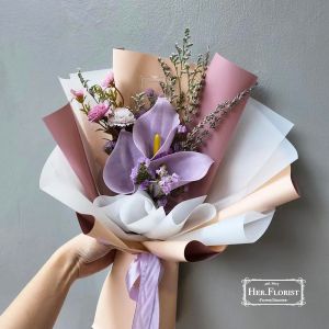 HER.FLORIST 3 Cala Lily Soap and Dried Flowers Bouquet / Buket Bunga Sabun Cala Lily dan Bunga Kering/ Buket Wisuda / Hadiah Kado