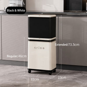 【Lucky Home】 Telescopic Trash Can / 20L Kitchen Waste Bin / Adjustable No-Bend Height / Wheels