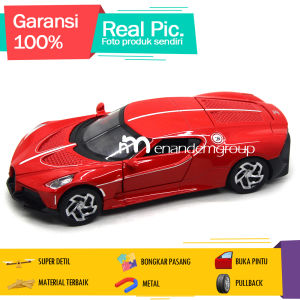 Diecast Miniatur Mainan Mobil Sedan Balap Bugatti La Voiture Besi Metal Buka Pintu