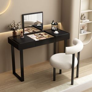 Vanity Table Dresser With Mirror Vanity Table With Mirror Dressing Table With Mirror And Storage And Storage Solid Wood Simplicity Folding Table Bedroom Desk Light Luxury