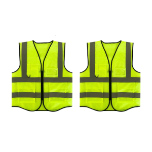 2Pcs Professional Reflective Safety Vest Heavy Duty Construction Gear Multiple Functional Pockets Breathable Design Universal Adult Sizing
