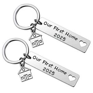 Keychain With 2025 Housewarming Blessing Sturdy Stainless Steel Keychain Pendant with Blessing For 2025 Home Relocation