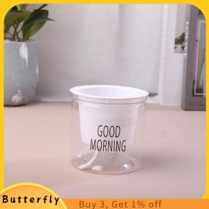 Butterfly Lazy Hydroponic Flower Pot Automatic Water-Absorbing Flowerpot Transparent Double Layer Plastic Self Watering Planter Office