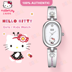 (พร้อมกล่อง) แท้ 100% Sanrio Hello Kitty นาฬิกาสำหรับเด็กผู้หญิงนาฬิกาควอตซ์สายสแตนเลสกันน้ำกันกระแทกของขวัญวันเกิด 2187