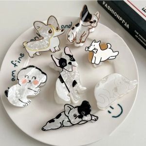 XUEWENQIAN Bulldog Animal Dog Hair Claw Cartoon Corgi Dog Puppy Hair Clip Cute Women Headwear Girl