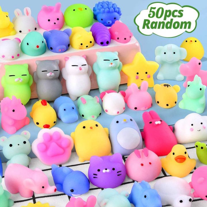 10 50PCS Mini Squishy Toys Mochi Squishies Kawaii Animal Pattern