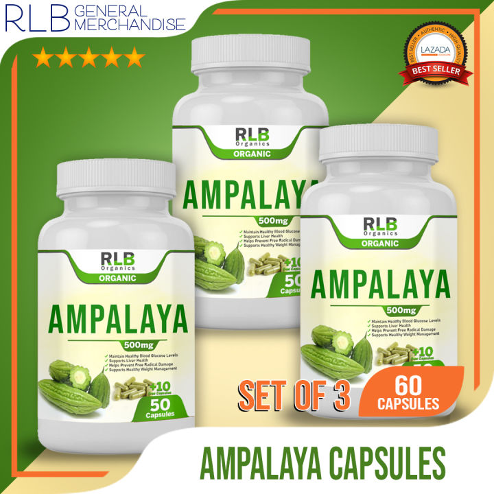 Set of 3 Organic Pure Natural Ampalaya Capsules (60 Capsules