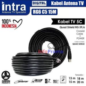 Kabel Antena TV Digital Analog INTRACOM RG6 C5 Panjang 15&20 Meter