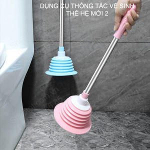 Dụng cụ thông tắc bồn cầu đa năng thế hệ mới 02 bằng cao su tay cầm bằng inox