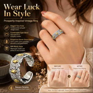 Vintage Seven Seeds Ring Blessing Protection Wealth Amulet Fortune Fashion Ring Jewelry Accessories