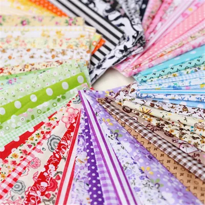 LUMIYA 50Pcs 10x10cm Square Patchwork DIY Mixed Style Cotton Fabric Cloth Sewing Material Quilting Fabric Bundles For DIY Sewing and Handicraft Making