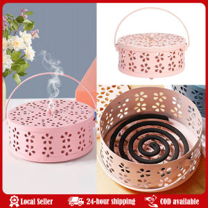 Portable Mosquito Coil Holder with Lid and Handle Incense Burner Holder Mosquito Incense Burner for Outdoor Garden Patio Camping