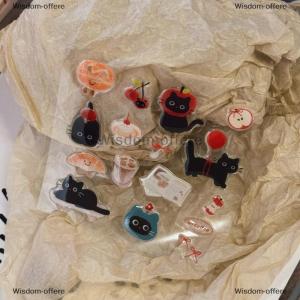 [COD] Wisdom-offere 1 Sheet 3D Epoxy Resin Transparent Decals INS Cute Black Cat Cartoon Jelly Sticker DIY Phone Cases Laptop Tablet Decoration