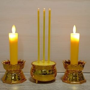 ธูปเทียนled สีเหลือง ธูปเทียนไฟฟ้า ฟรีแถมถ่าน 3A เปลวไฟขยับได้ วางบูชาหิ้งพระ