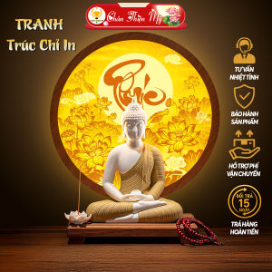 Đèn Hào Quang Trúc Chỉ In CHÂN THIỆN MỸ Trang Trí Bàn Thờ Treo Tượng TC-HQ-278