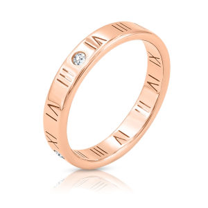 SO SEOUL Valeria Roman Numeral Encrusted White Austrian Crystal Silver/Rose Gold Ring