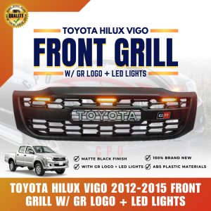 CPO - Toyota Hilux Vigo 2012-2015 Front Grille /Front Grill W/LED KUN26 Front Grill GR design Toyota with GR logo(10093)