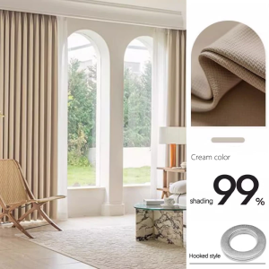 KORMES Light Cream blackout curtain plain kurtina makapal Ring curtain for windows elegant Bedroom living room aesthetic