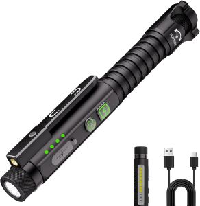 EDC Flashlight Rechargeable800 Lumen Small Flashlight with Magnetic Clip & Base 11 Modes LED FlashlightGlass Breaker&Bottle Opener USB-C Flashlight for WorkingHome and Emergency