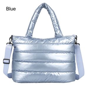 AKZDXE School Down Padding Crossbody Handbag for Office Shoulder Bag Quilted Puffy Handbag Puffer Tote Bag Down Cotton Padded